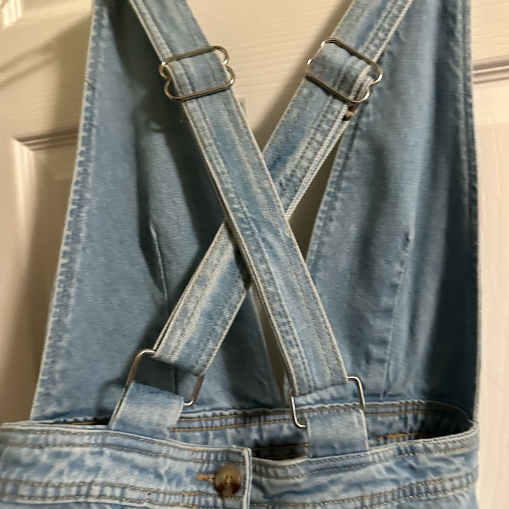 Urban Outfitters BDG Denim Deep Plung V Neck Shortall Overall Dress Size 2 - Picture 5 of 5